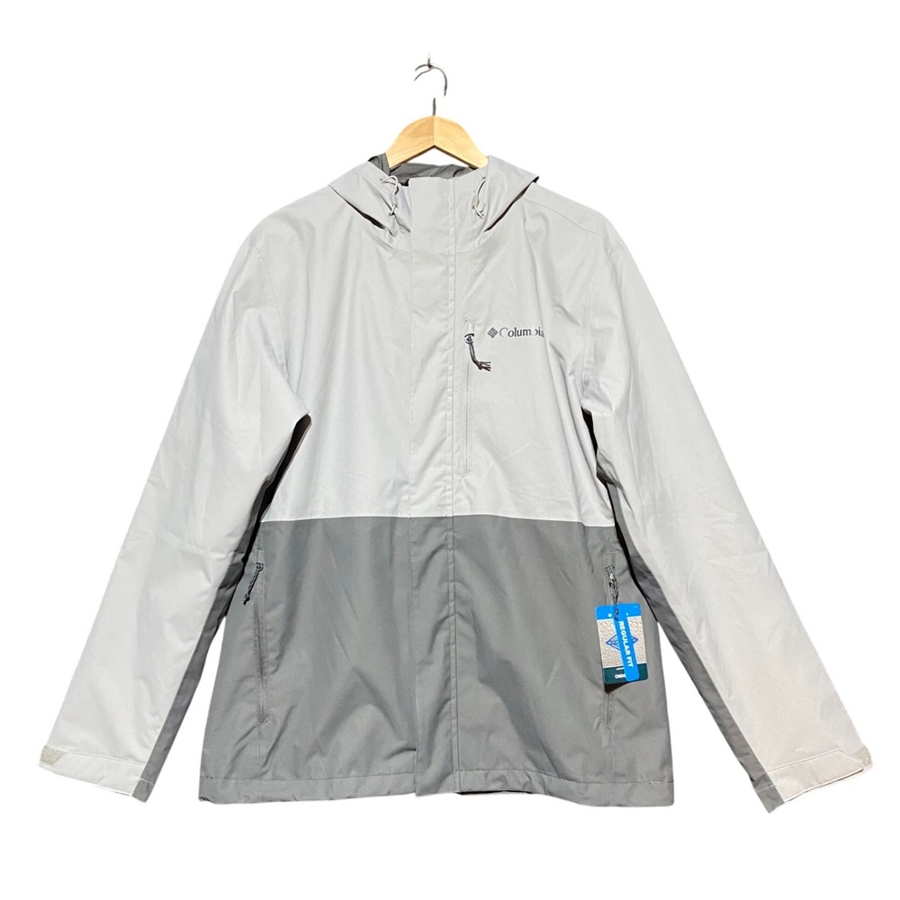 Columbia Mens Hikebound II Jacket M Grey Waterproof Omni-Tech Hooded WM2619-039